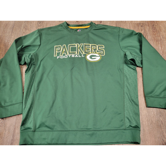 Majestic Green Bay Packers Men's Crewneck Sweatshirt Green Pullover 2XL - Picture 1 of 4